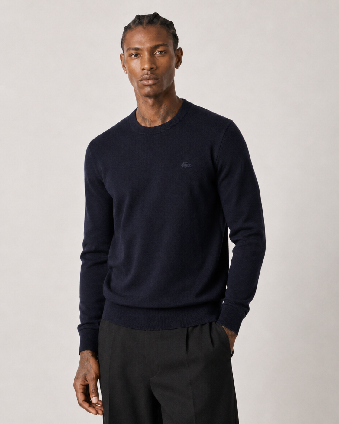 Lacoste Men’s Merino Wool Crew Neck Sweater Navy Blue AH1969-51 166