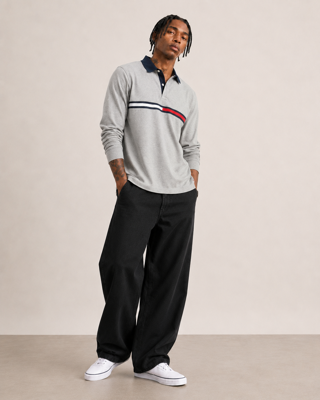 Tommy Hilfiger Mens  Tanner Ls Polo CF Grey Heather 78J3611 050