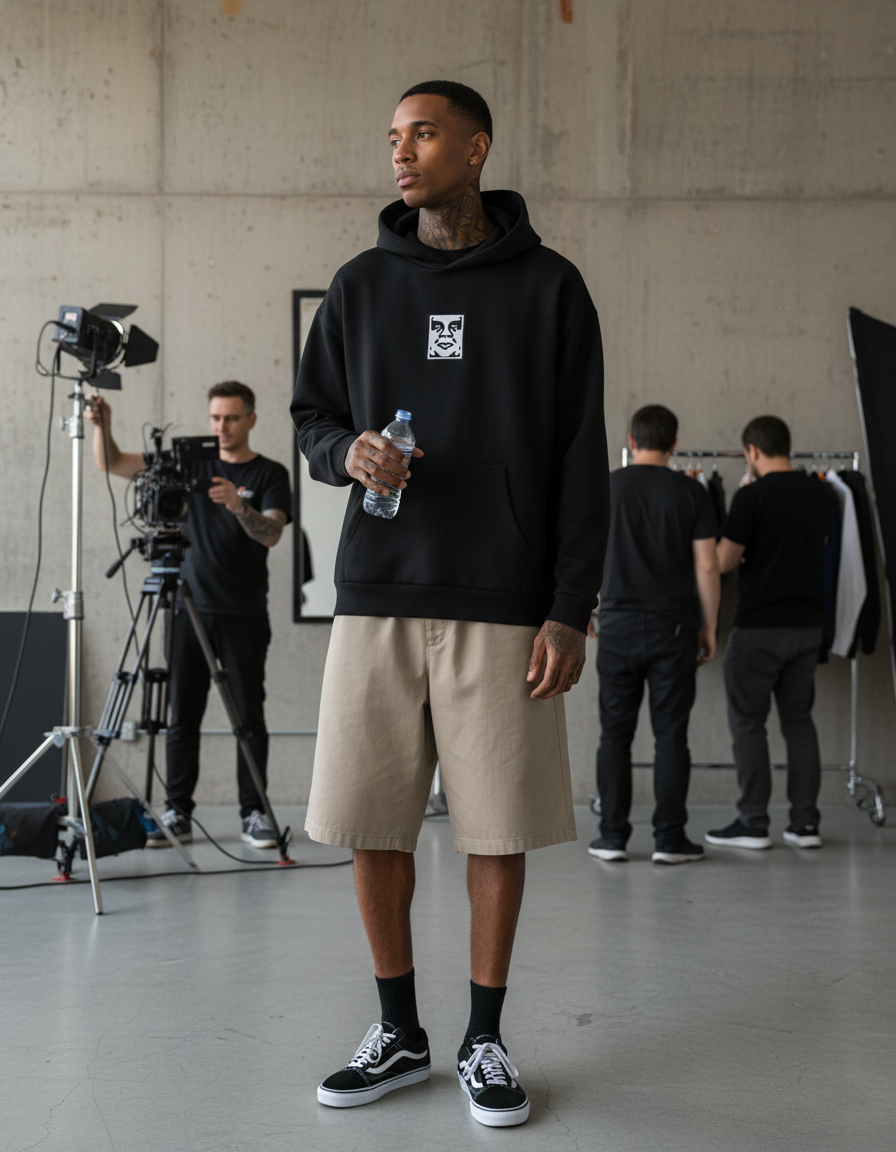 Obey Icom Extra Heavy Hood 2 Black 112470196 BLK