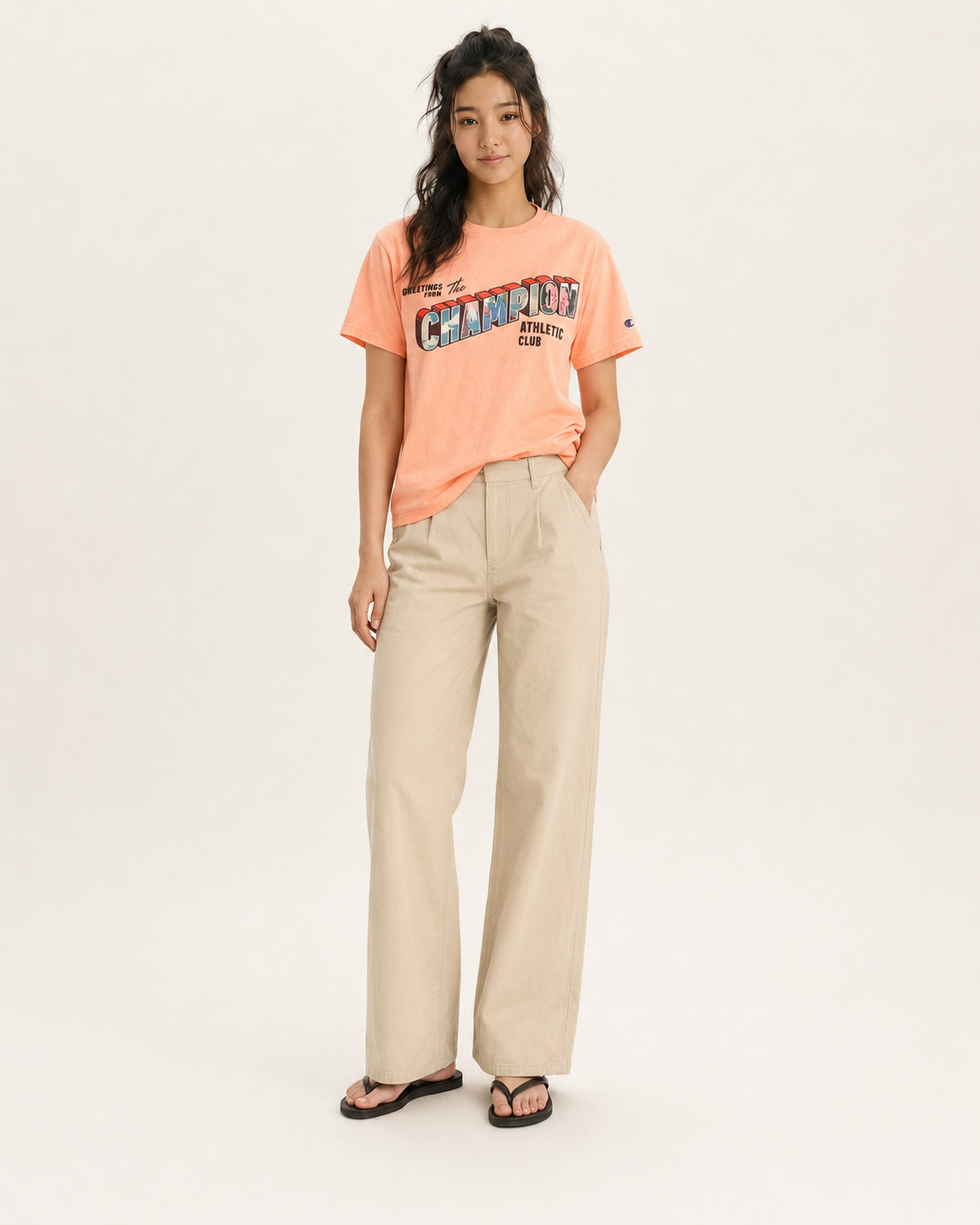 Champion Men's Classic Graphic T-shirt Champion Greetings Washed Melon Heather GT23H 5860DA AZBQ