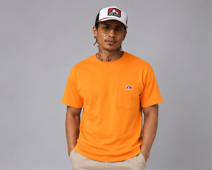 Ben Davis Classic Label Pocket T-Shirt Orange 9026