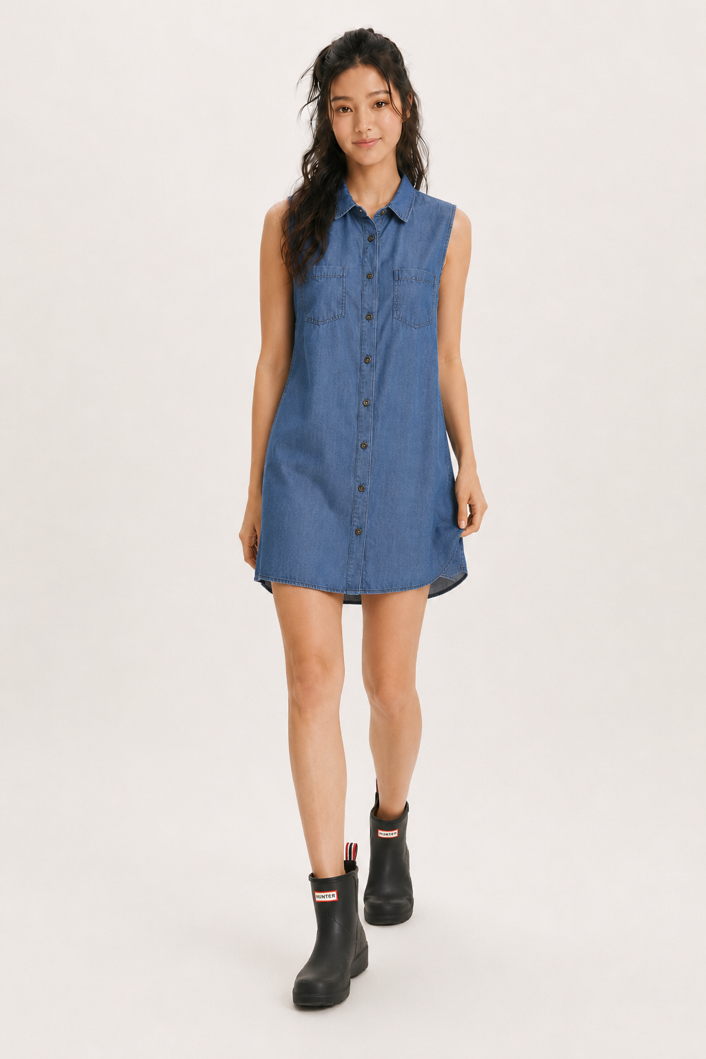 Wax Jean Women's Denim Sleeveless One-Piece Dress Dark Denim 90035 DEN