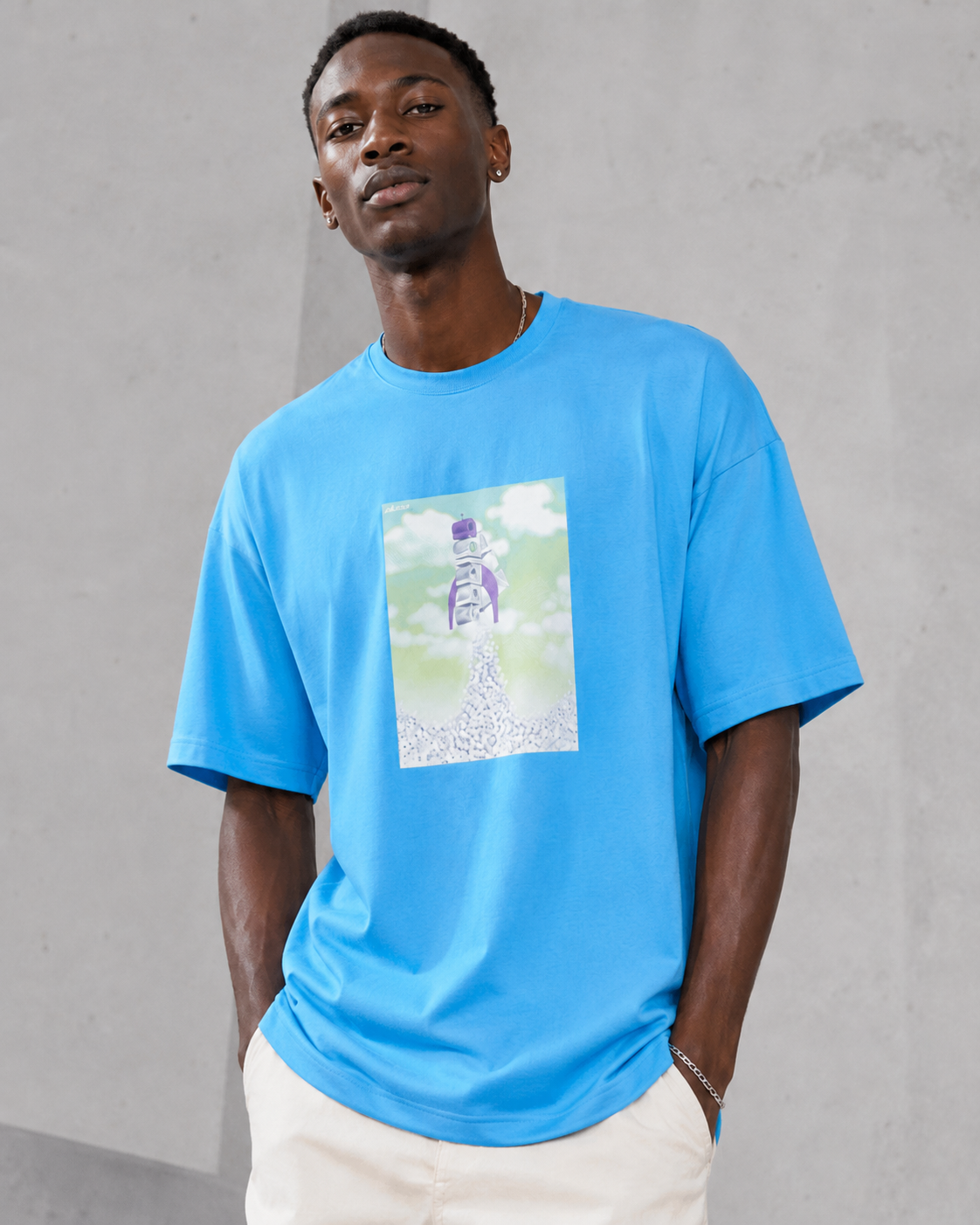 Adidas Men's Boost Rocket Graphic Short Sleeve T-Shirt Pulse Blue HK6760 D1