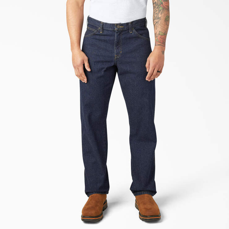 Dickies Mens Regular Fit Jeans Rinsed Indigo Blue 9393RNB