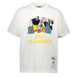 Von Dutch Mens Popeye Sea Cleaners Organic Cotton T-Shirt Off White TM143V