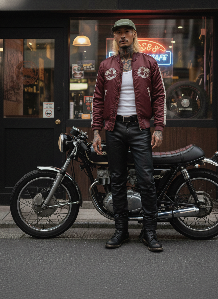 Schott NYC Men's Nylon Tour Jacket Burgundy 9630