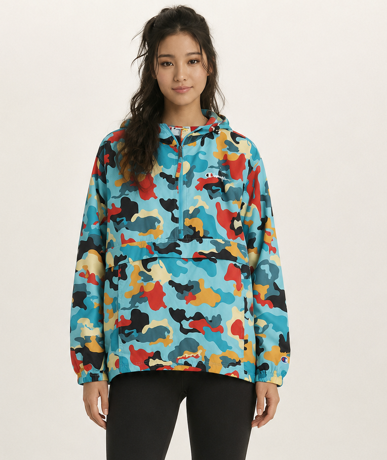Champion Unisex Stadium Packable Jacket Abstract Camo Teal V1012P 549369 AM2J