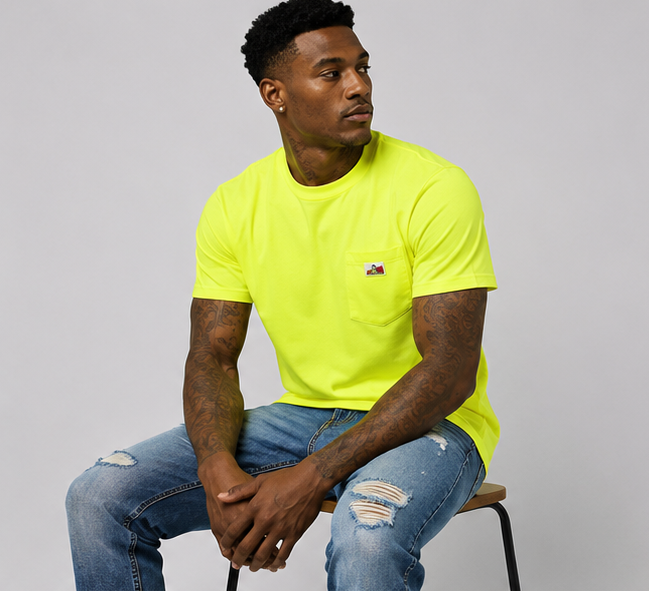 Ben Davis Classic Label Pocket T-Shirt Safety Green 9022