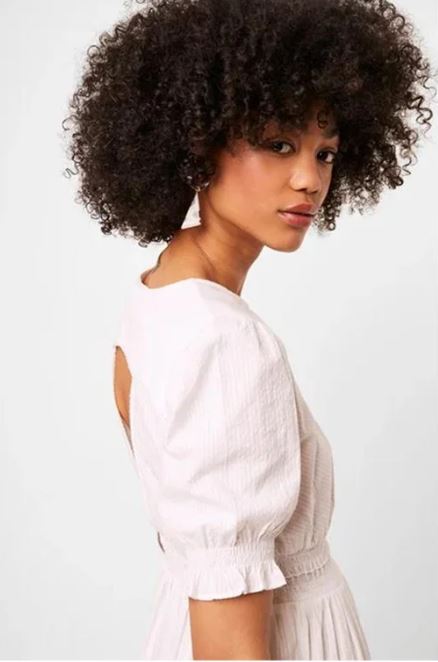 French Connection Yuri Seersucker Smock Sundress Linen White 71NNW
