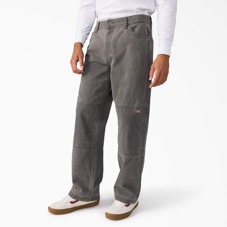 Dickies Mens Relaxed Fit Double Knee Jeans Tinted Gray Wash A4Y3FL22