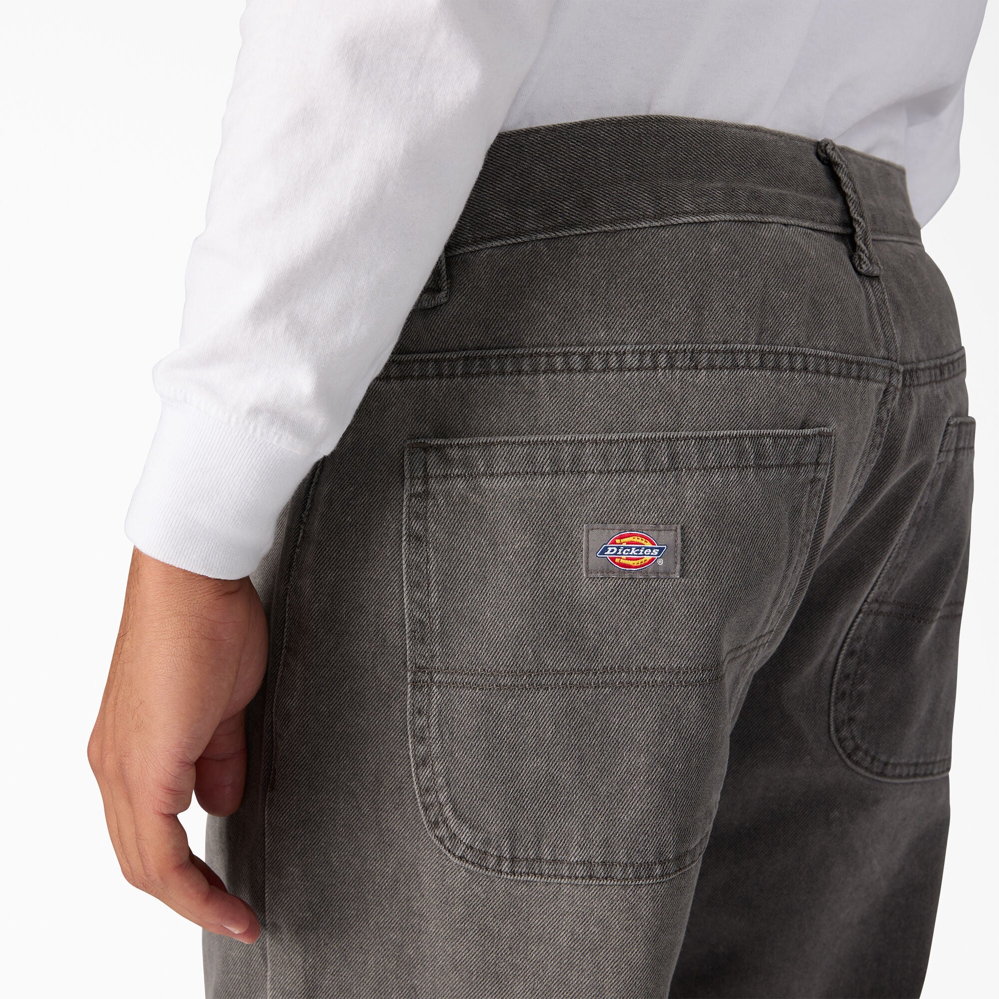 Dickies Mens Relaxed Fit Double Knee Jeans Tinted Gray Wash A4Y3FL22