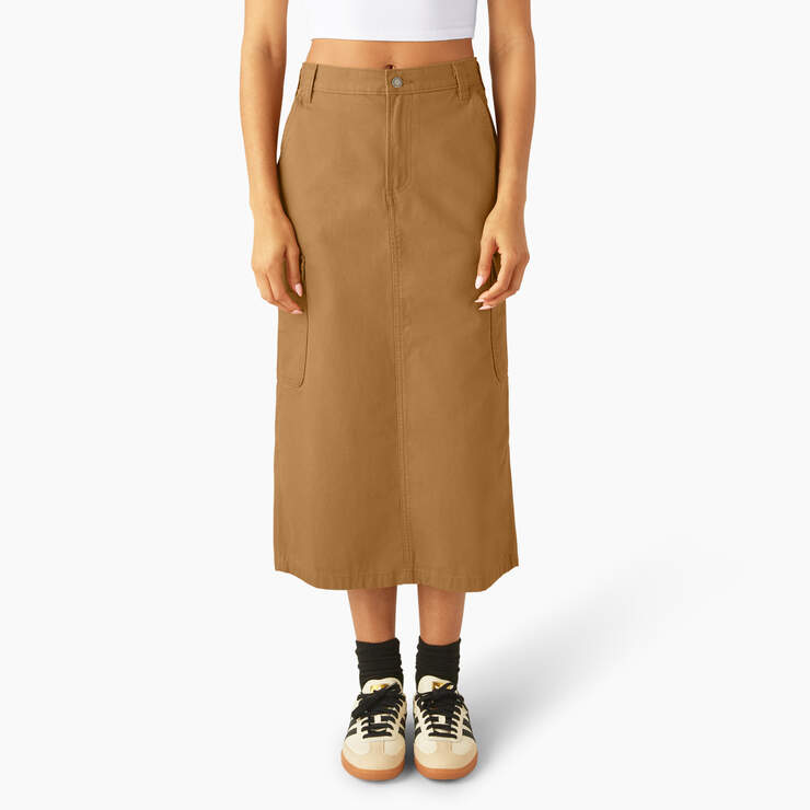 Dickies Dickies Women’s Duck Canvas Cargo Midi Skirt Brown Duck A4Z2R0BD