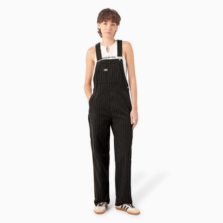 Dickies Women’s Pinstripe Service Bib Overalls Black A4Z6HBLK