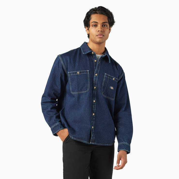 Dickies Mens Mechanic Denim Shirt Dark Indigo A87PX0DD