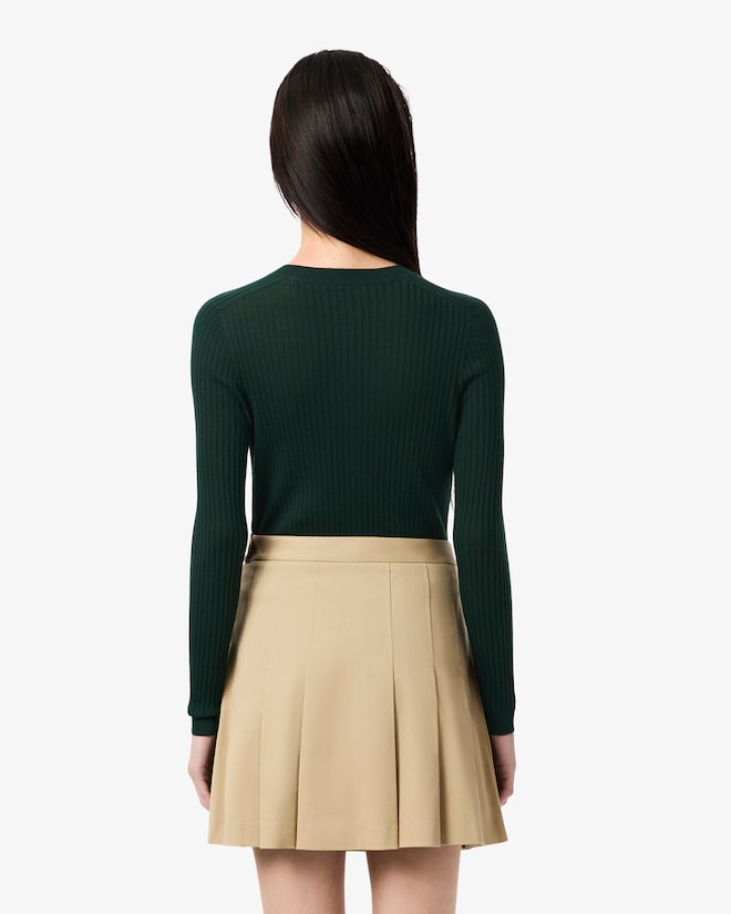 Lacoste Women’s Rib Knit Merino Wool Cardigan Sinople AF4141-51 YZP