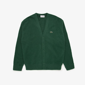 Lacoste Men's Relaxed Fit Tone-on-Tone Buttons Wool Cardigan Green AH0397 132 - APLAZE