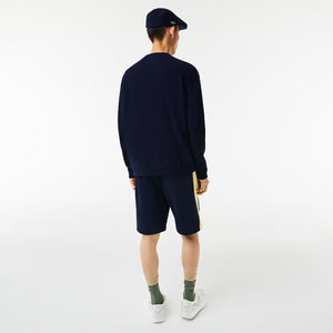 Lacoste Men's Relaxed Fit Tone-on-Tone Buttons Wool Cardigan Navy Blue AH0397 166 - APLAZE