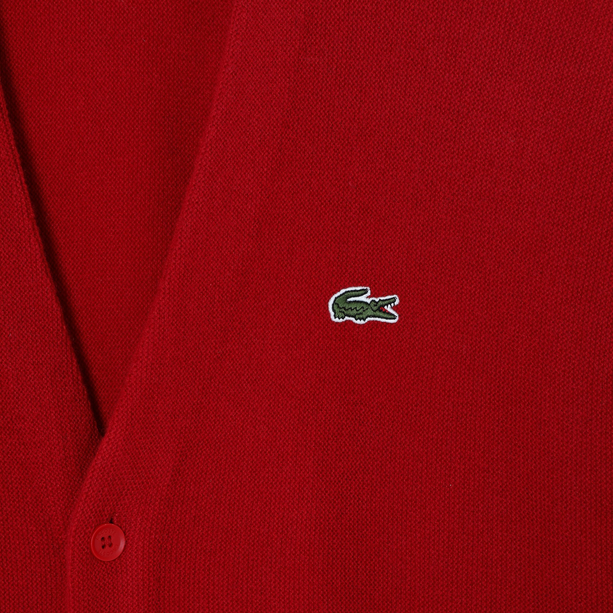 Lacoste Men's Relaxed Fit Tone-on-Tone Buttons Wool Cardigan Red AH0397 240 - APLAZE
