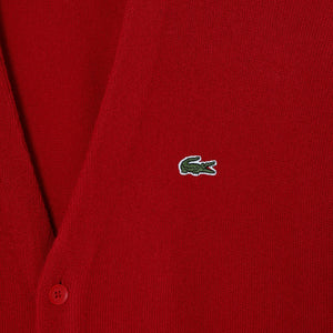 Lacoste Men's Relaxed Fit Tone-on-Tone Buttons Wool Cardigan Red AH0397 240 - APLAZE