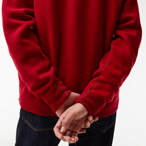 Lacoste Men's Relaxed Fit Tone-on-Tone Buttons Wool Cardigan Red AH0397 240 - APLAZE