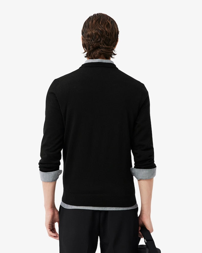 Lacoste Men’s Merino Wool Crew Neck Sweater Noir AH1969-51 031