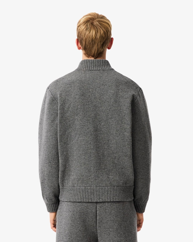 Lacoste Men’s Merino Wool Jersey Bomber Jacket Grey Chine AH5170 050
