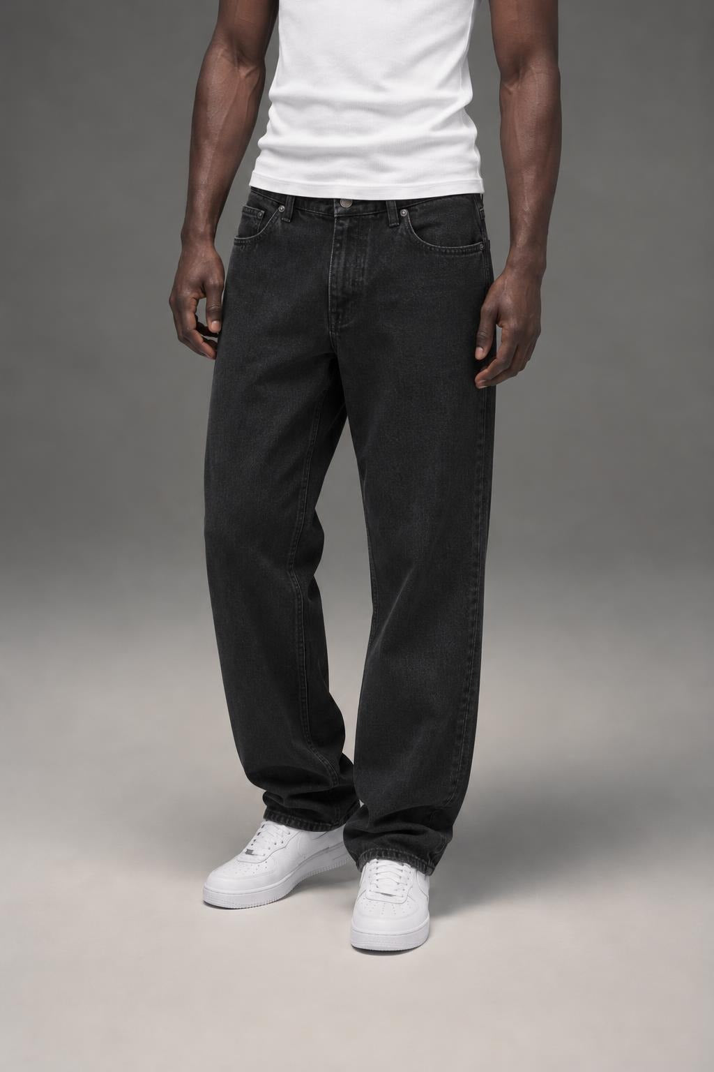 AI model photo - OBEY Bender Denim Pant Faded Black 142010080 FBL