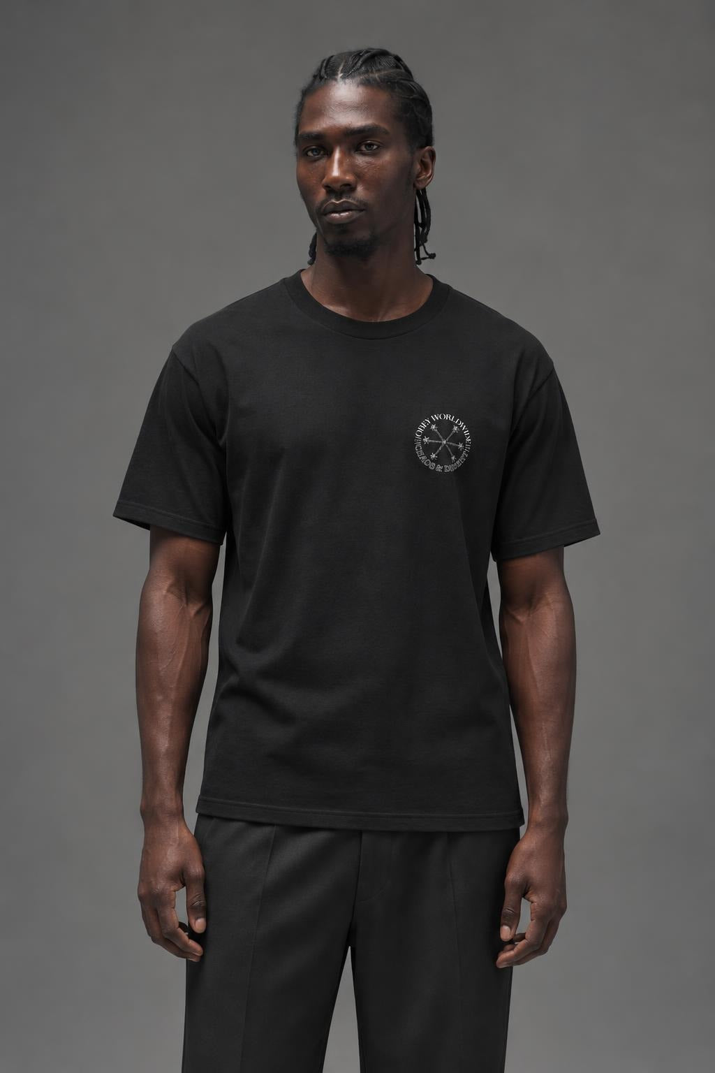 AI model photo - OBEY Doomsday Basic T-Shirt Black 163082324