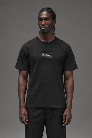 AI model photo - HUF Voyeur Logo Short Sleeve T-Shirt Black TS01175