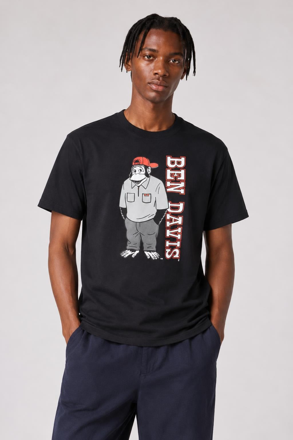 AI model photo - Ben Davis Funky Monkey T-Shirt Black 9051