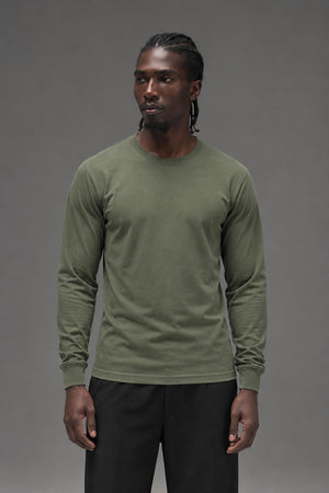 AI model photo - Rothco Long Sleeve Solid T-Shirt Olive Drab 60118 60119