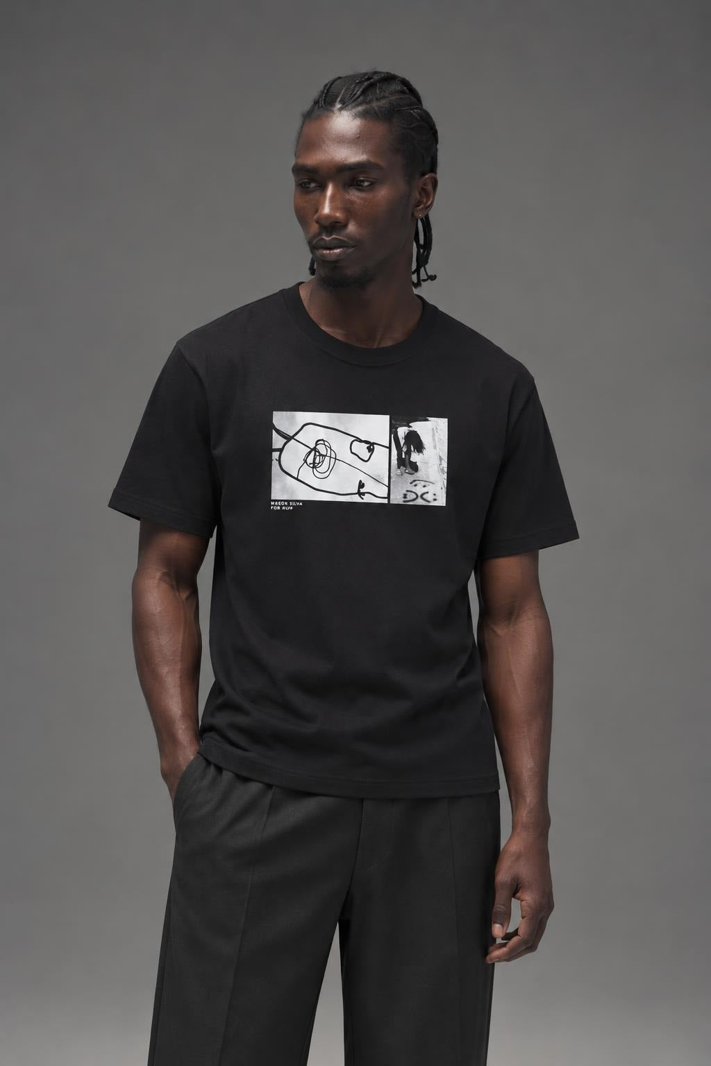 AI model photo - HUF Mason Photos T-Shirt Black TS02351 BLK
