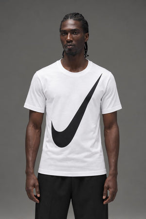 AI model photo - Nike Men's Swoosh T-Shirt White/Black BV7645 100 N1