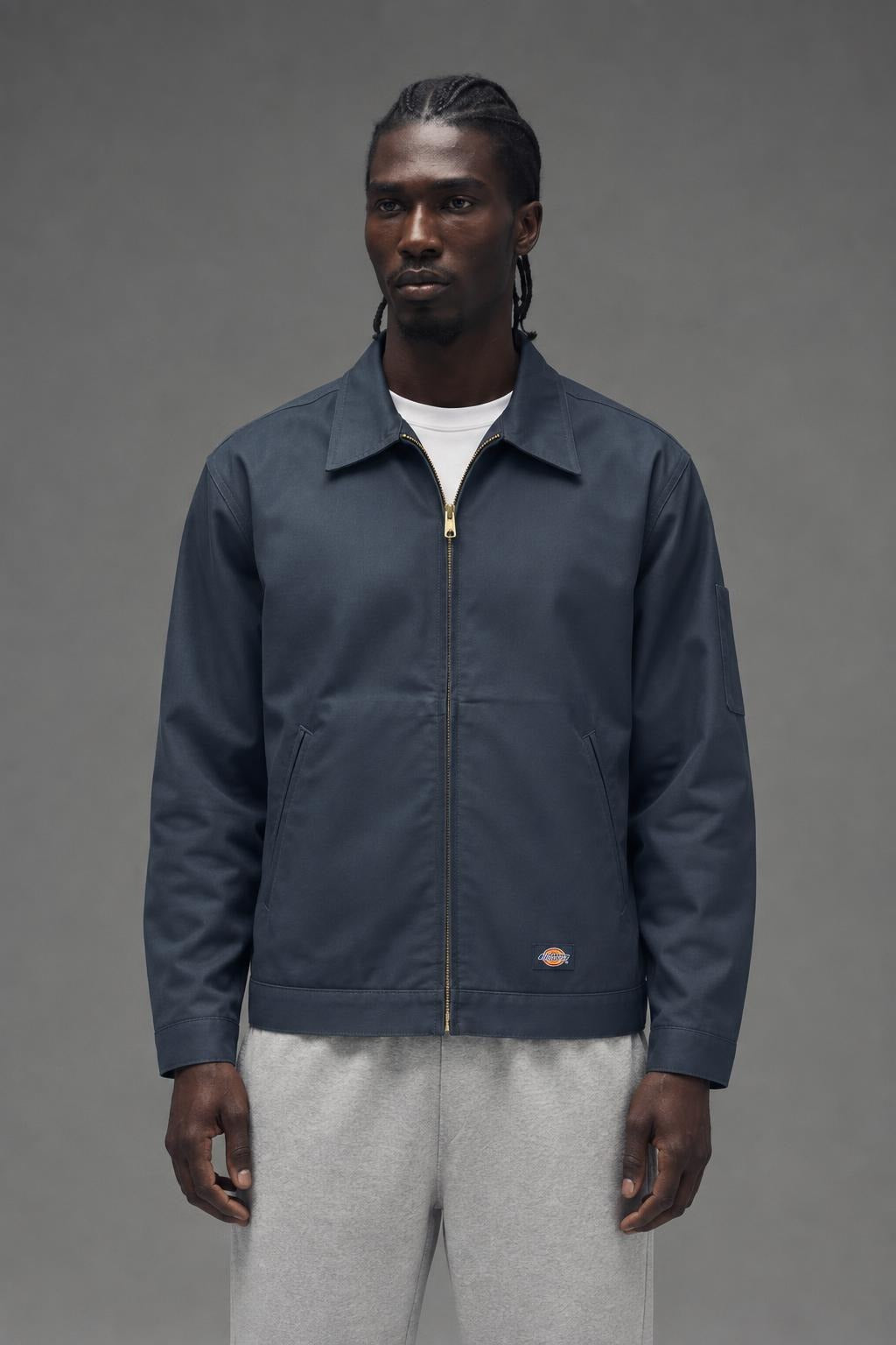 AI model photo - Dickies Mens Unlined Eisenhower Jacket Airforce Blue DJT750AF