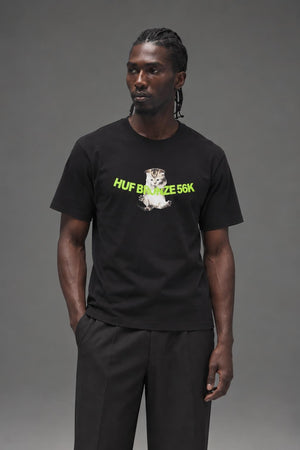 AI model photo - HUF x Bronze 56k Hang In There T-Shirt Black TS02476 BLK