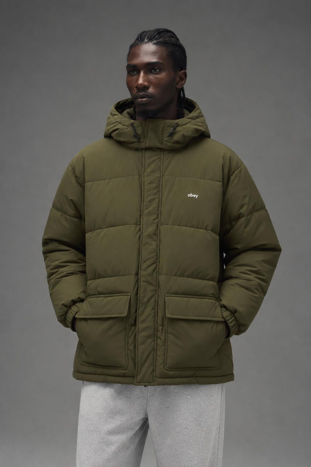 AI model photo - OBEY Brunswick Puffer Kombu Green 121800568 KBG