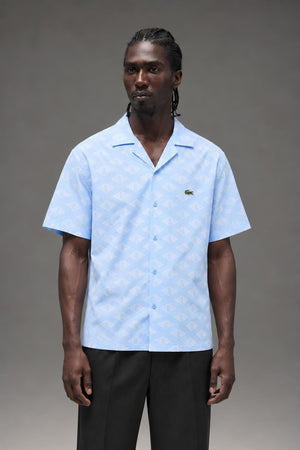 AI model photo - Lacoste Mens Short Sleeve Monogram Print Shirt Overview/Flour CH7882 FV2