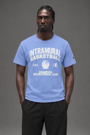 AI model photo - Champion Classic Graphic T-Shirt, Intramural Basketball Plaster Blue GT23H 586Q8B R8Y