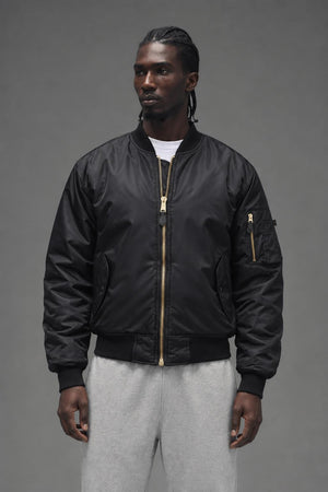 AI model photo - Rothco MA-1 Flight Jacket Black 7324 7334