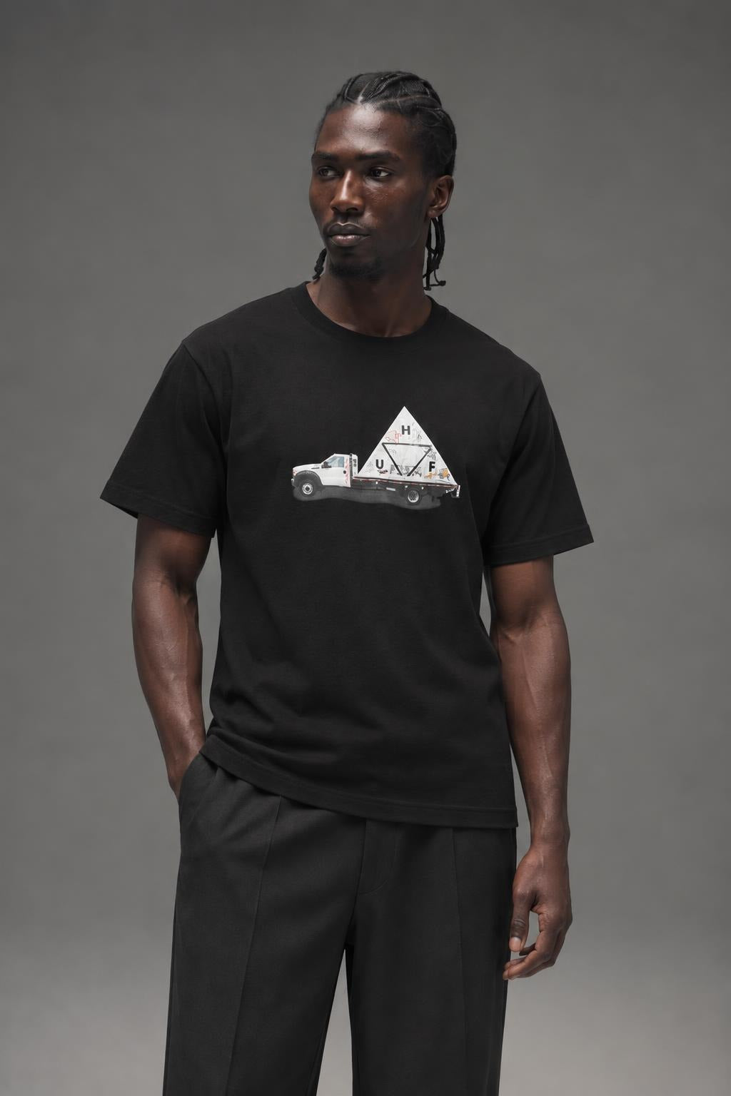 AI model photo - HUF High Clearance T-Shirt Black TS02409 BLK