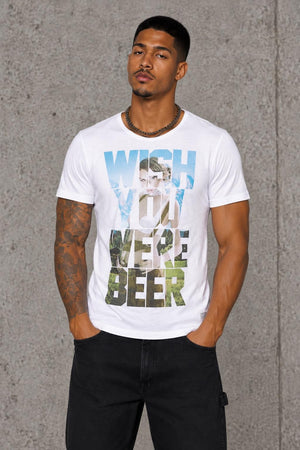AI model photo - Tom Tailor Mens Print T-Shirt White T2000 103233200