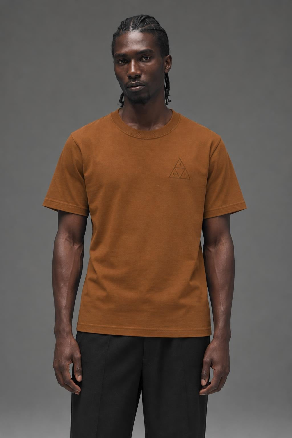 AI model photo - HUF Set Triple Triangle Short Sleeve T-Shirt Rubber TS01953 RUB