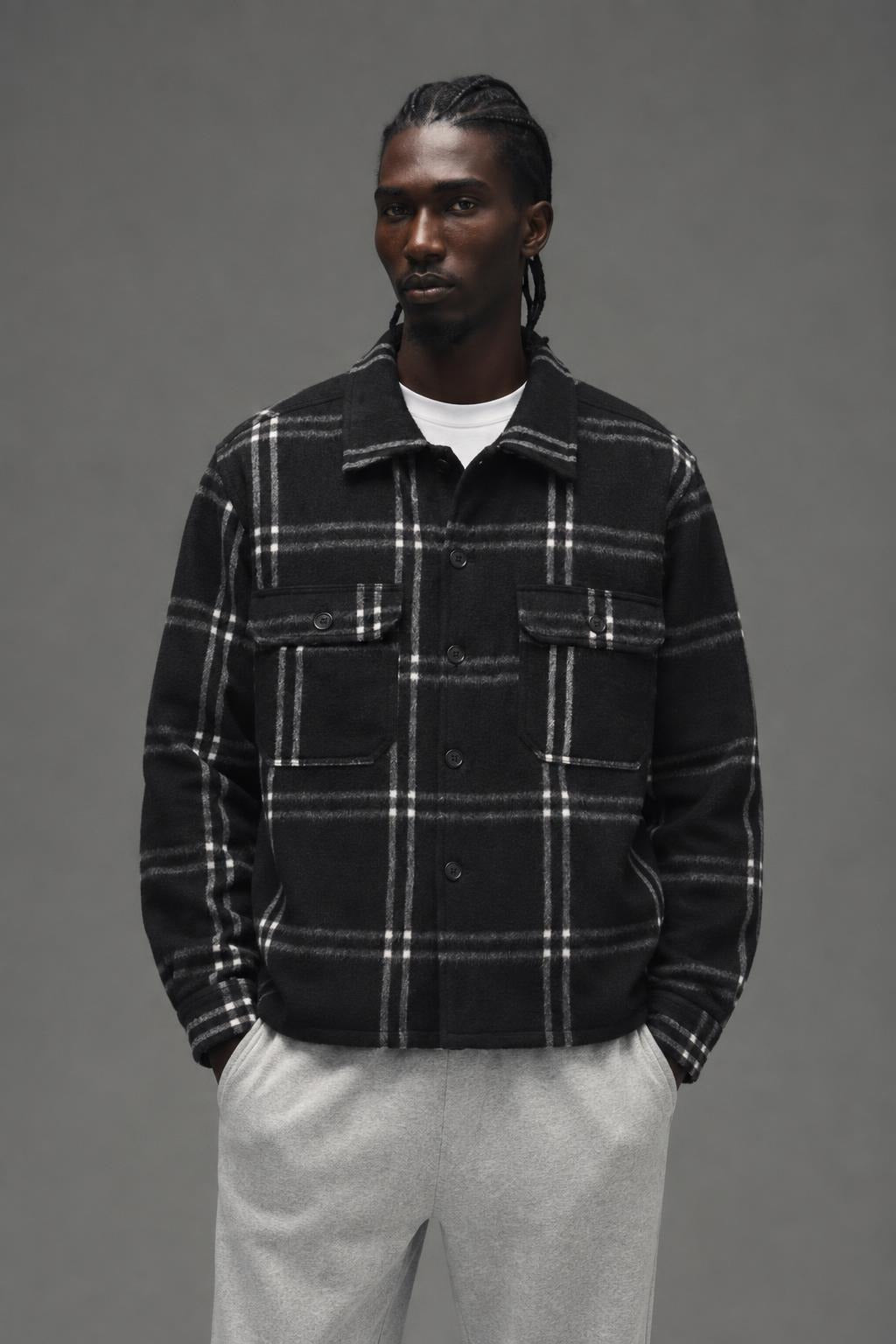 AI model photo - OBEY Entrada Shirt Jacket Black multi 121160063 BKM