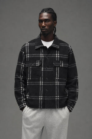 AI model photo - OBEY Entrada Shirt Jacket Black multi 121160063 BKM