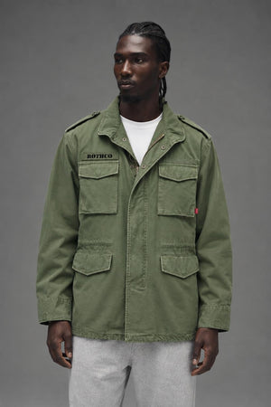 AI model photo - Rothco Vintage M-65 Field Jacket Olive Drab 8603