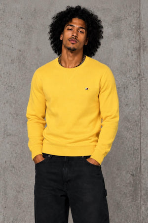 AI model photo - Tommy Hilfiger Men's Signature Solid Crew Neck Sweater Aspen Gold 78J0478 730