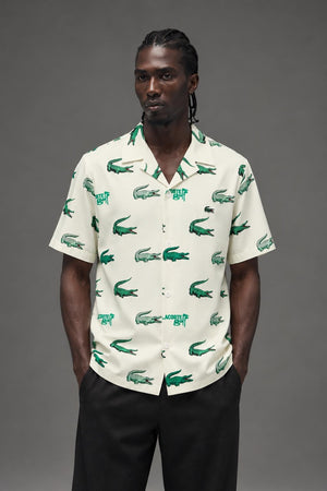 AI model photo - Lacoste Mens Golf Printed Short-Sleeve Shirt Flour CH5619 70V