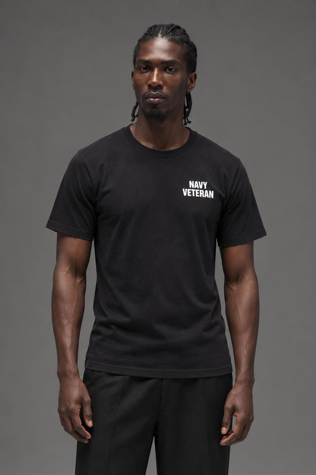 AI model photo - Rothco Veteran T-Shirt Navy Black 1272 1273