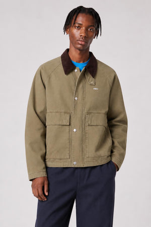 AI model photo - OBEY Caden Work Jacket Mermaid Faded Wash 121800596 MMD