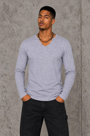 AI model photo - Tom Tailor Mens Melange T-Shirt Grey T2607 103230501
